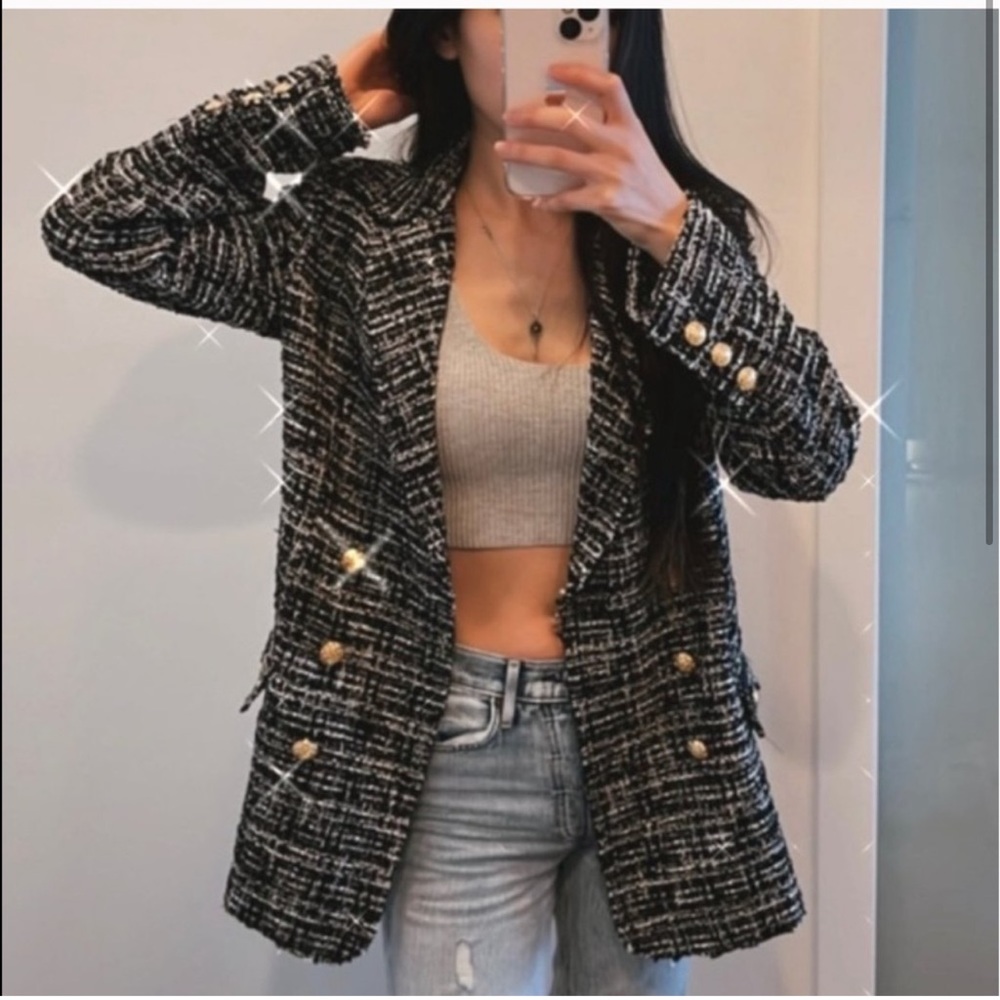 ZARA Double Breasted Tweed Jacket